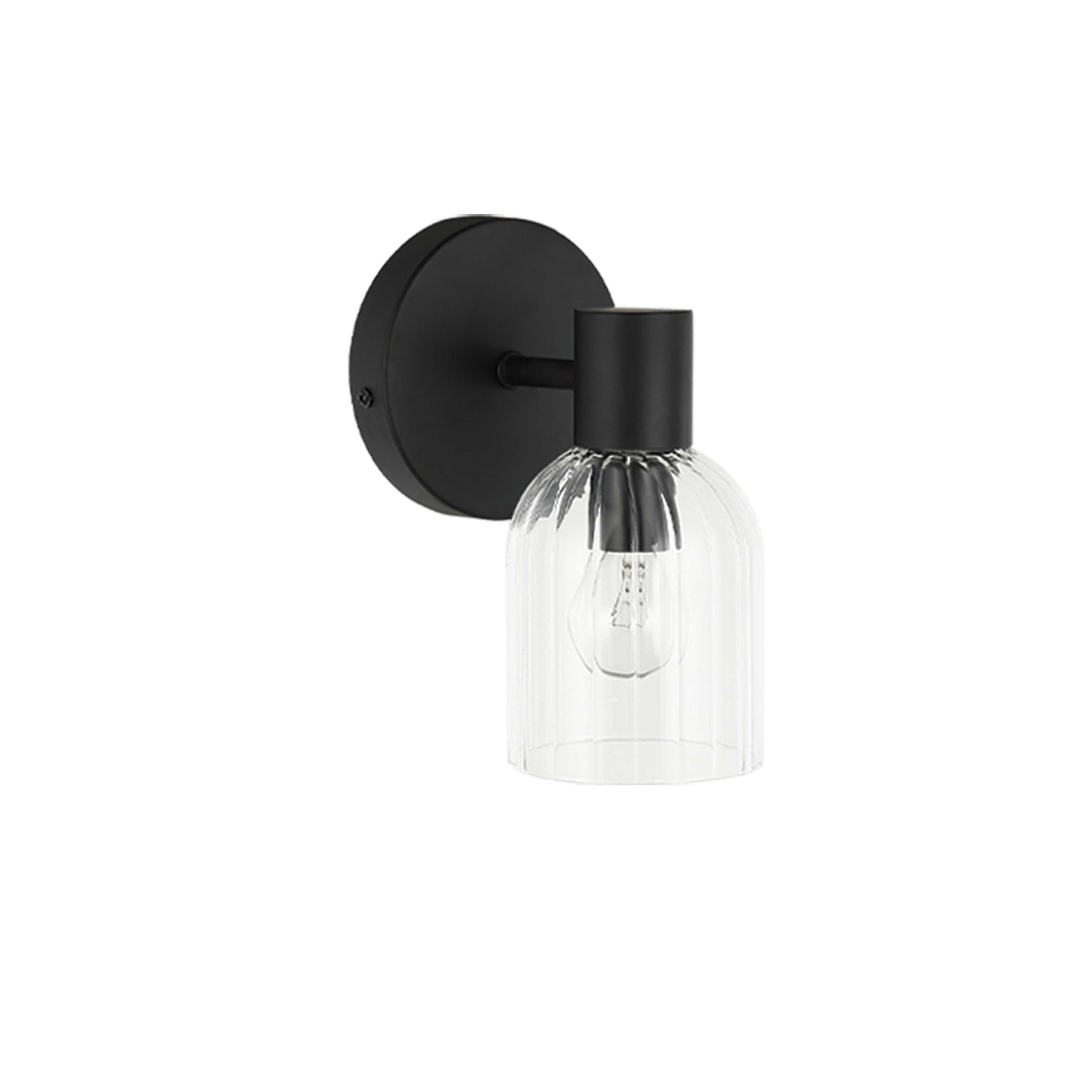 Dainolite Vienna - VIE-81W-MB - 1 Light Vienna Wall Sconce Matte Black w/ Clear Ribbed Glass - Matte Black