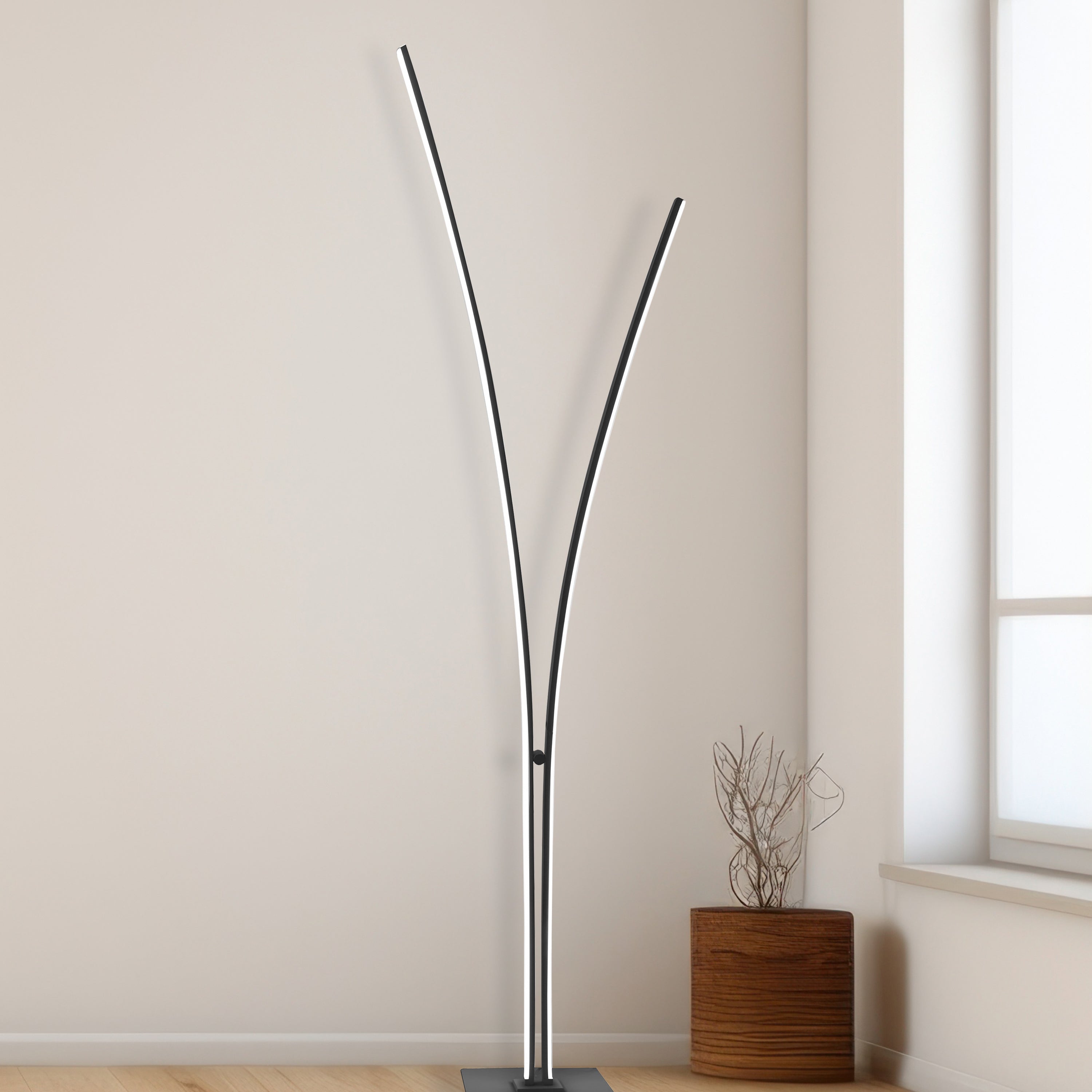 Dainolite Vincent - VIN-6536LEDF-MB - 34W Floor Lamp, Matte Black w/ White Acrylic Diffuser - Black