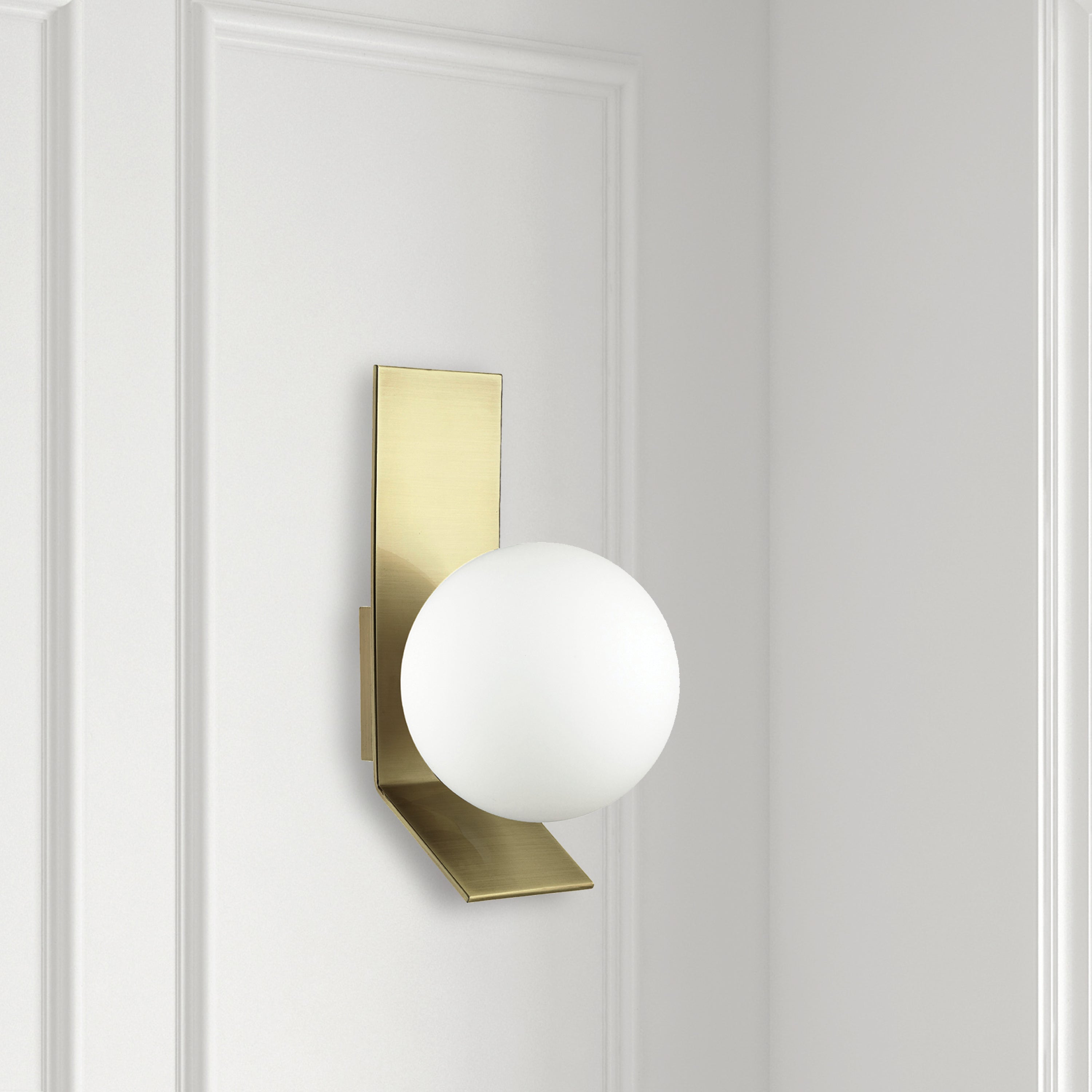 Dainolite Valemont - VMT-81W-AGB - 1 Light Wall Sconce, Aged Brass w/ Opal White Glass - Aged Brass