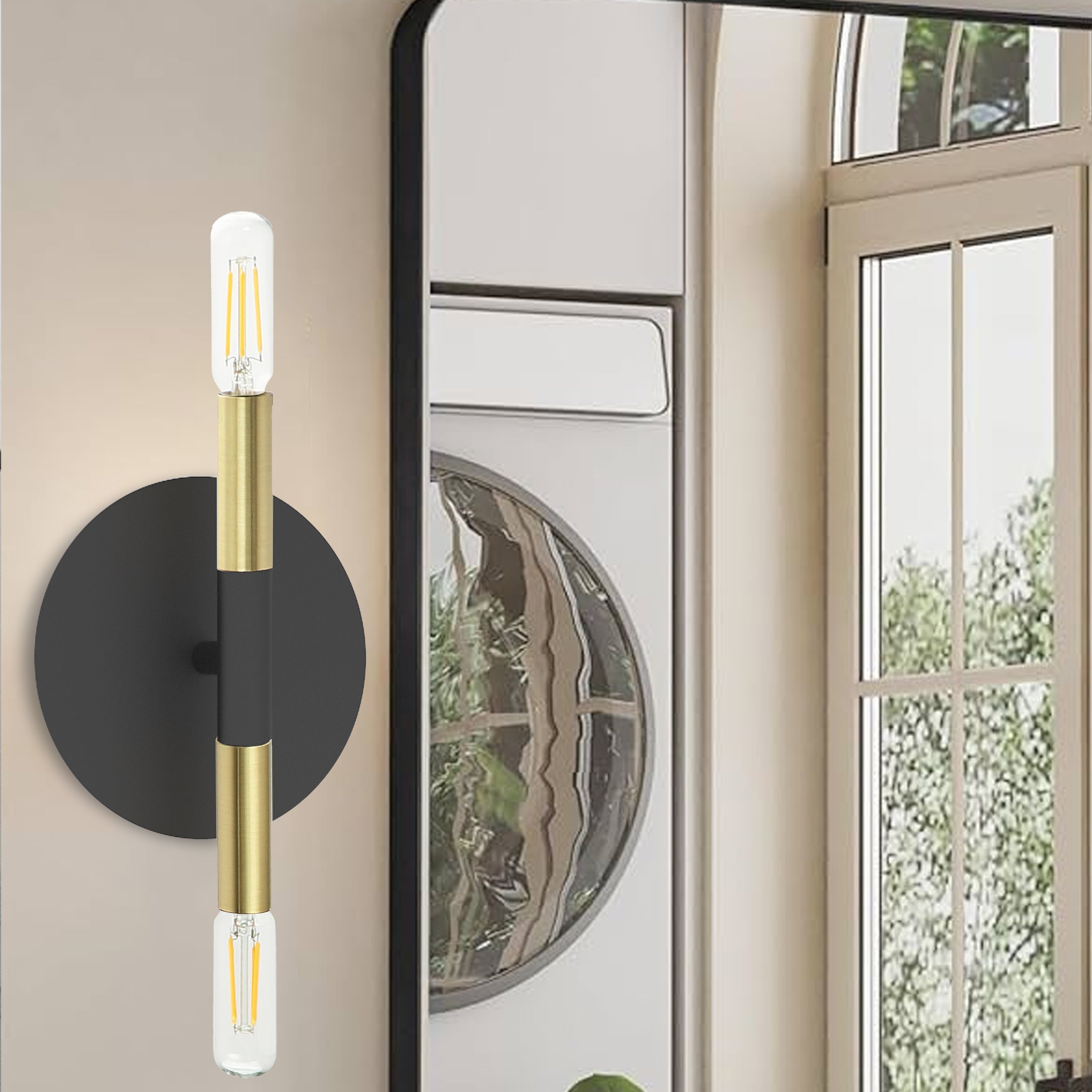 Dainolite Wand - WAN-132W-MB-AGB - 2 Light Wall Sconce, Matte Black and Aged Brass - Black