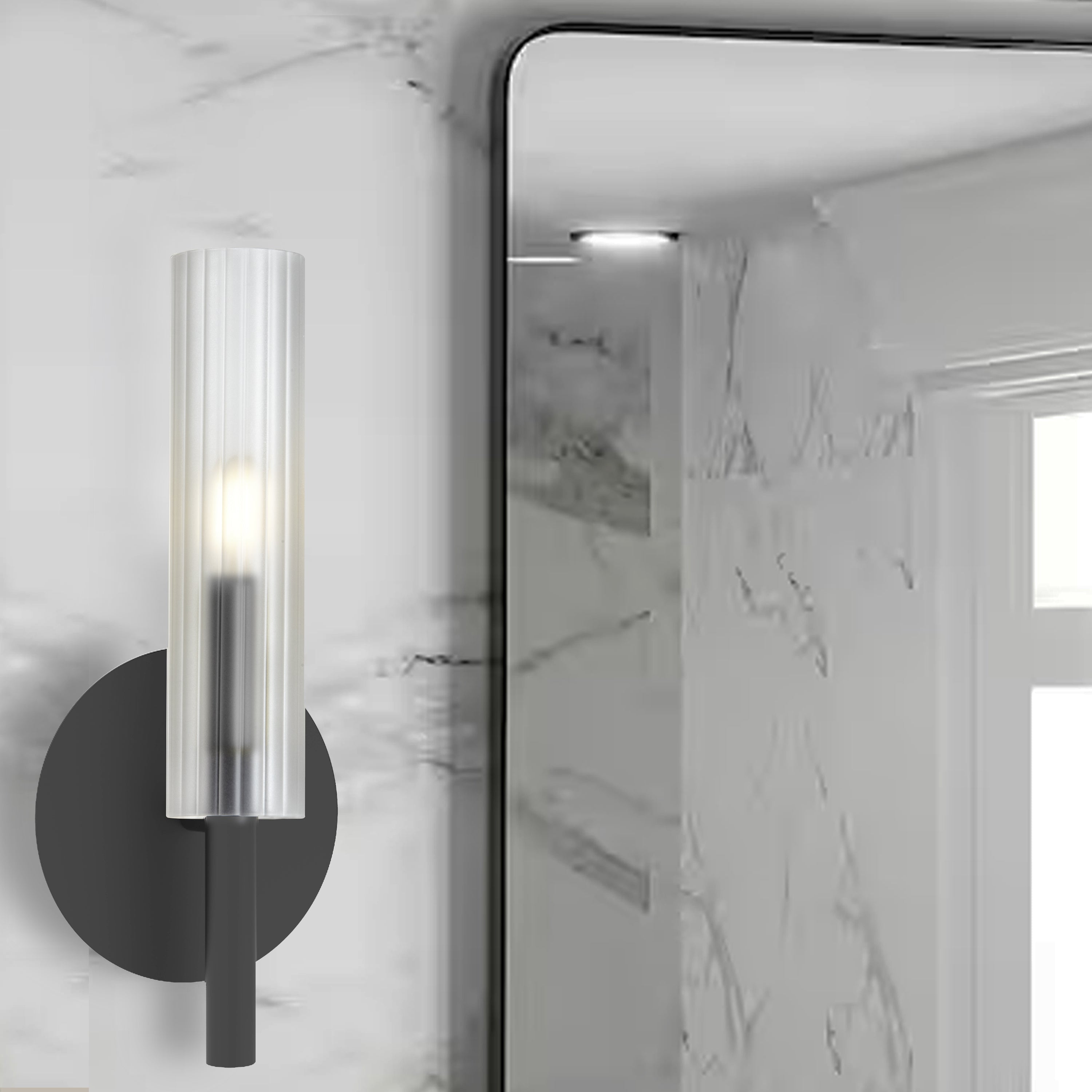 Dainolite Wand - WAN-171W-MB-FR - 1 Light Wand Wall Sconce Matte Black w/ Frosted Glass - Matte Black