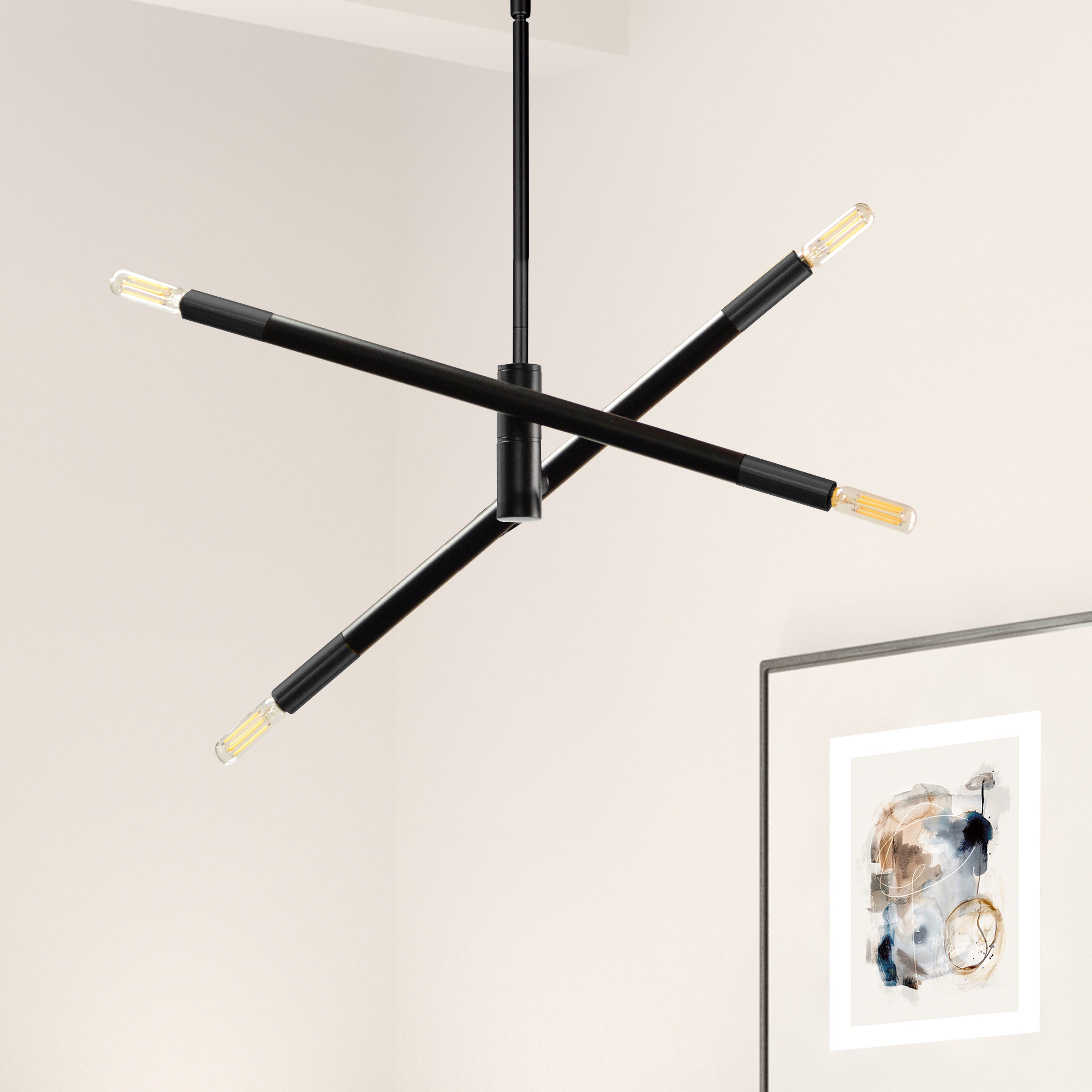 Dainolite Wand - WAN-244P-MB - 4 Light Pendant, Matte Black - Matte Black