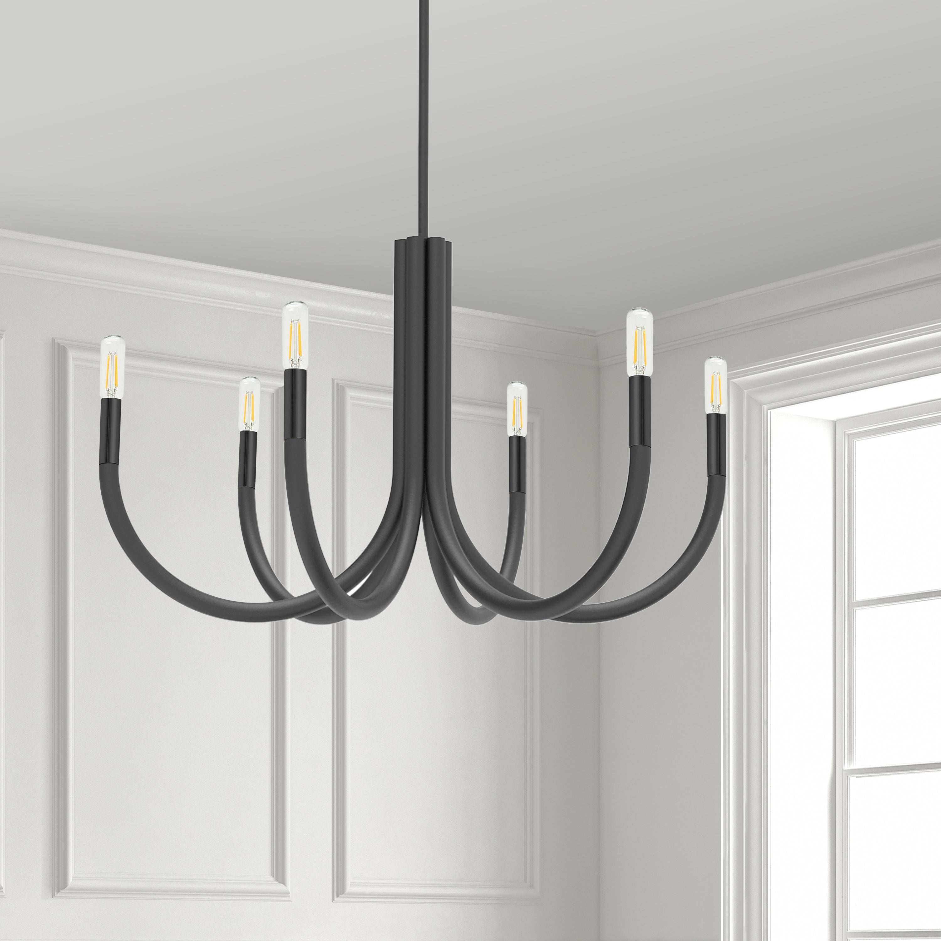 Dainolite Wand - WAN-286C-MB - 6 Light Chandelier Fixture, Matte Black - Black