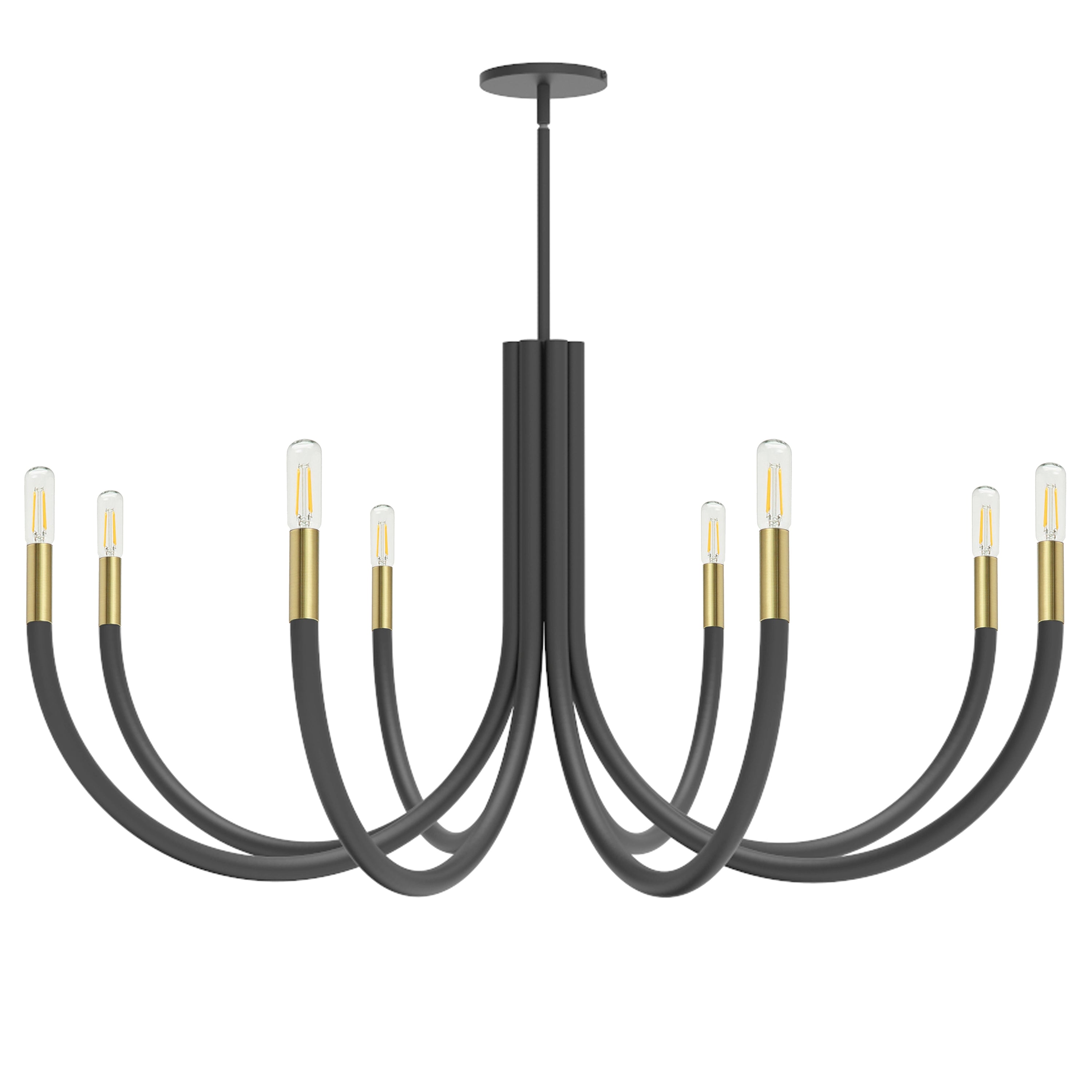 Dainolite Wand - WAN-388C-MB-AGB - 8 Light Chandelier Fixture, Matte Black and Aged Brass - Black