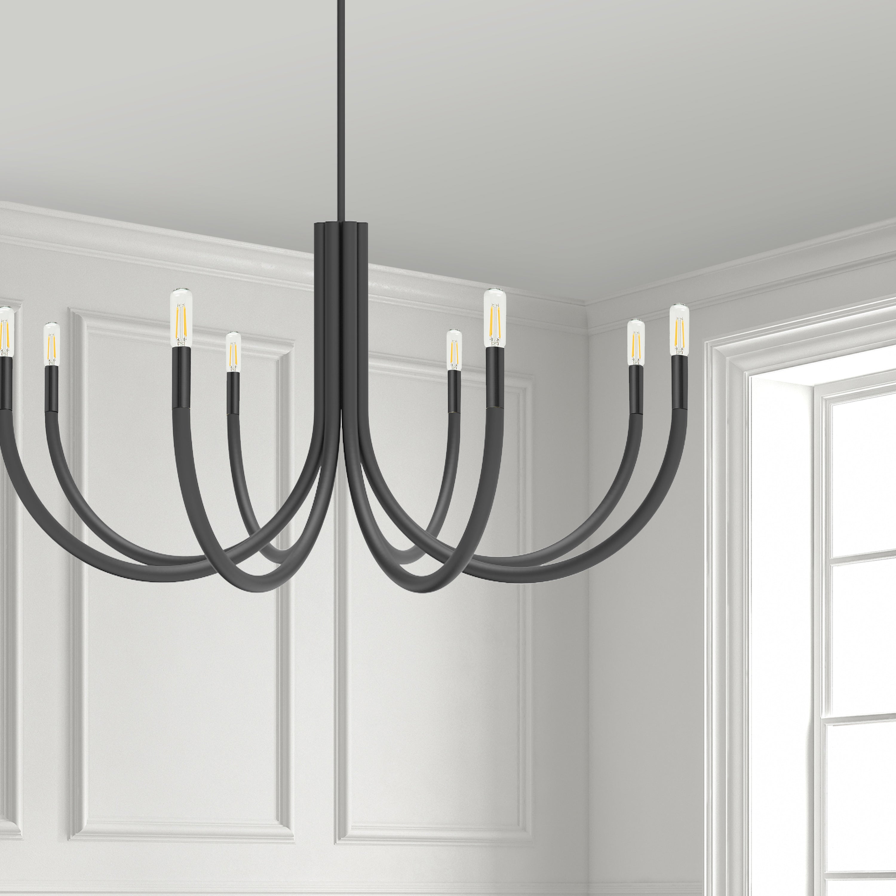 Dainolite Wand - WAN-388C-MB - 8 Light Chandelier Fixture, Matte Black - Black