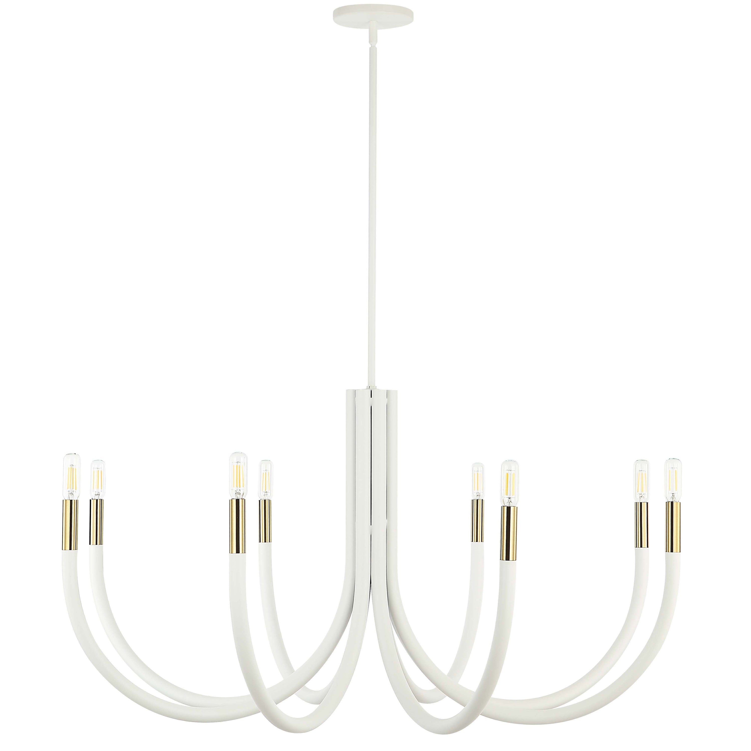 Dainolite WAN-388C-SW-AGB 8 Light Incandescent Chandelier Sand White & Aged Brass