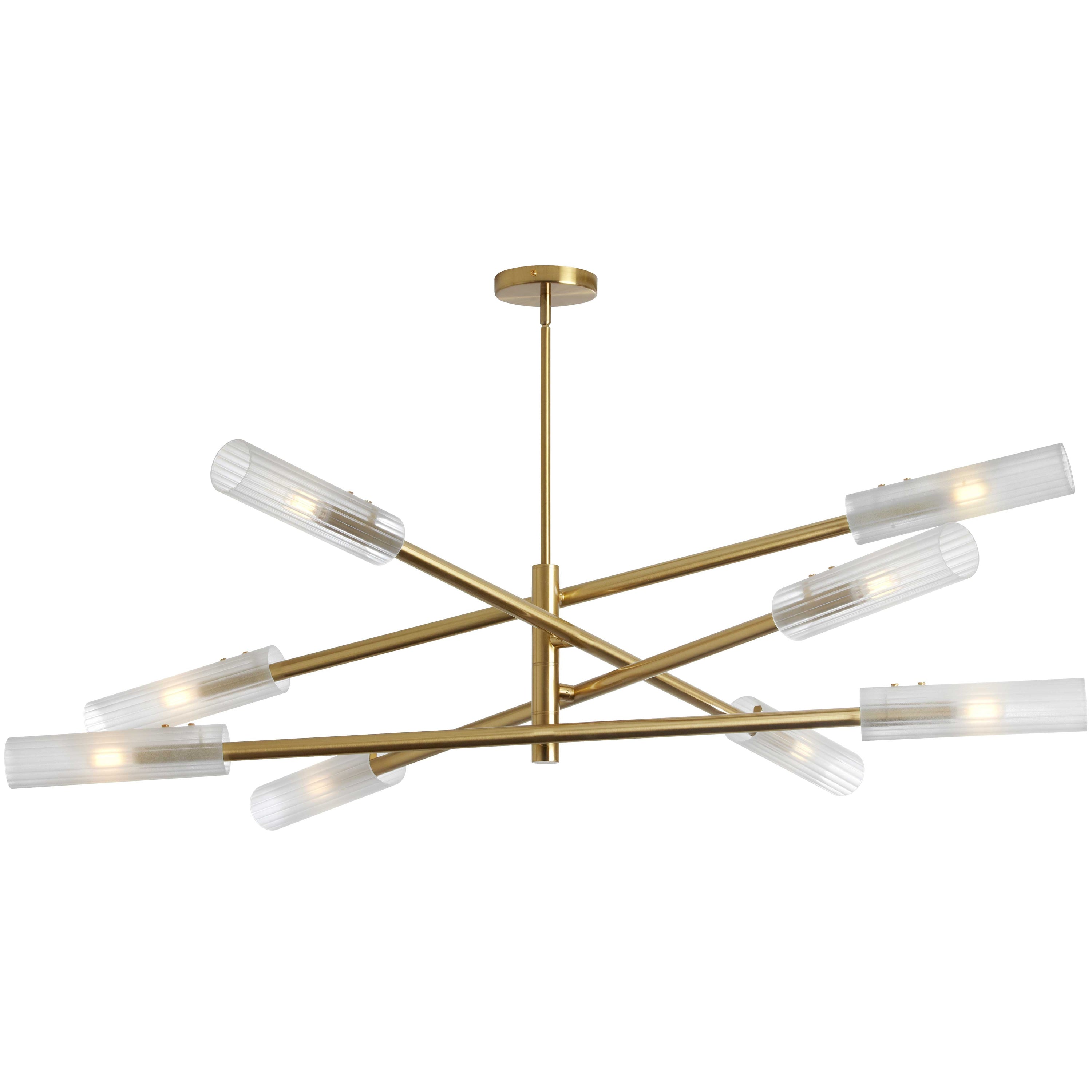 Dainolite Wand - WAN-448C-AGB-FR - 8 Light Wand Pendant Aged Brass w/ Frosted Glass - Aged Brass