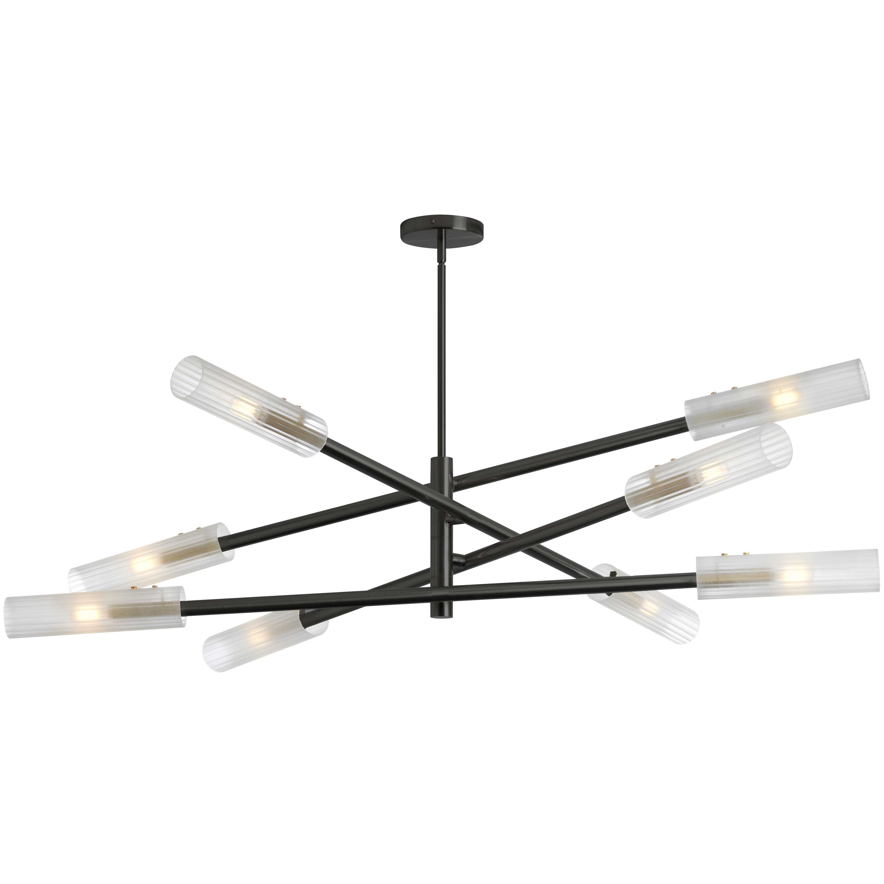 Dainolite Wand - WAN-448C-MB-AGB-FR - 8 Light Wand Pendant Matte Black & Aged Brass w/ Frosted Glass - Matte Black