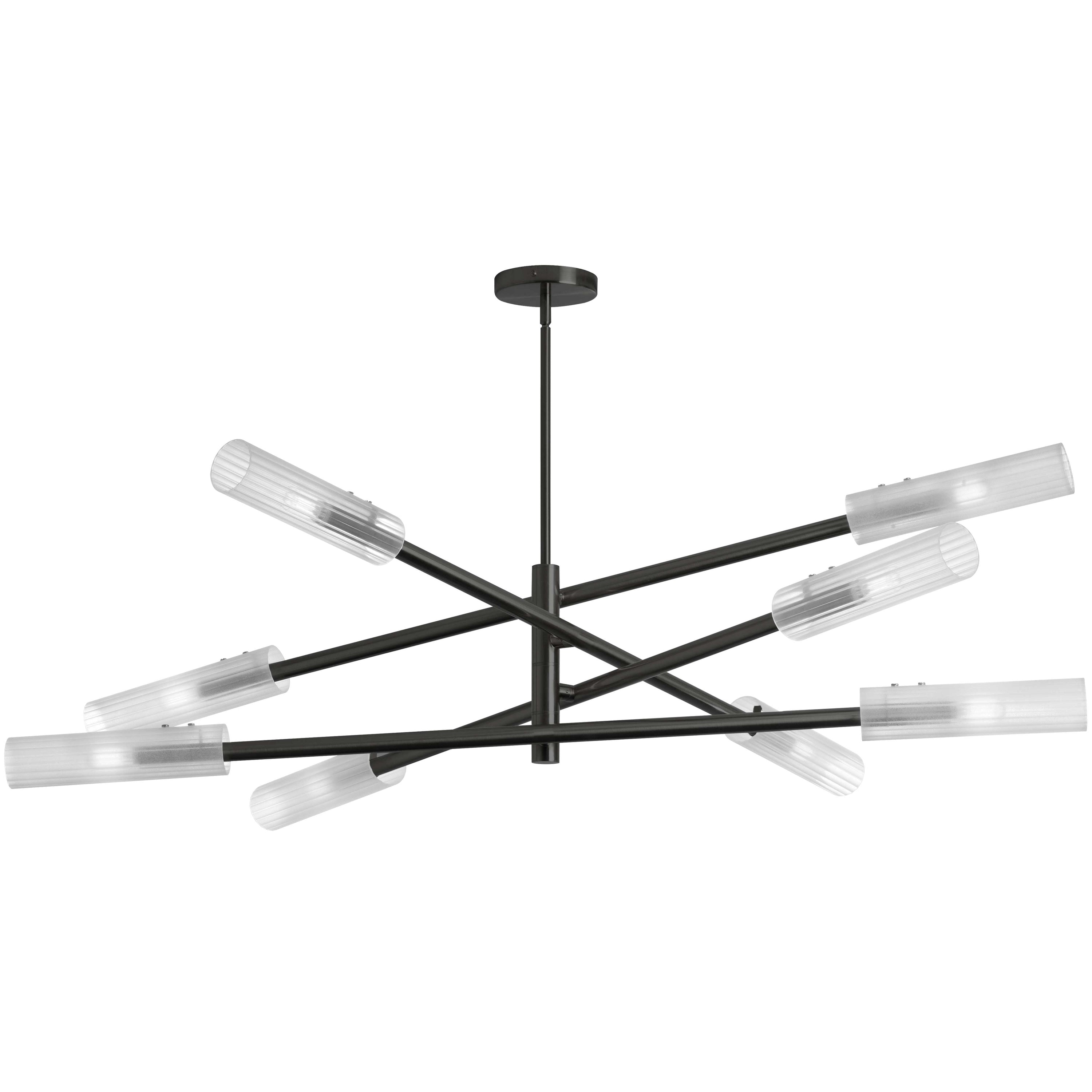 Dainolite Wand - WAN-448C-MB-FR - 8 Light Wand Pendant Matte Black w/ Frosted Glass - Matte Black