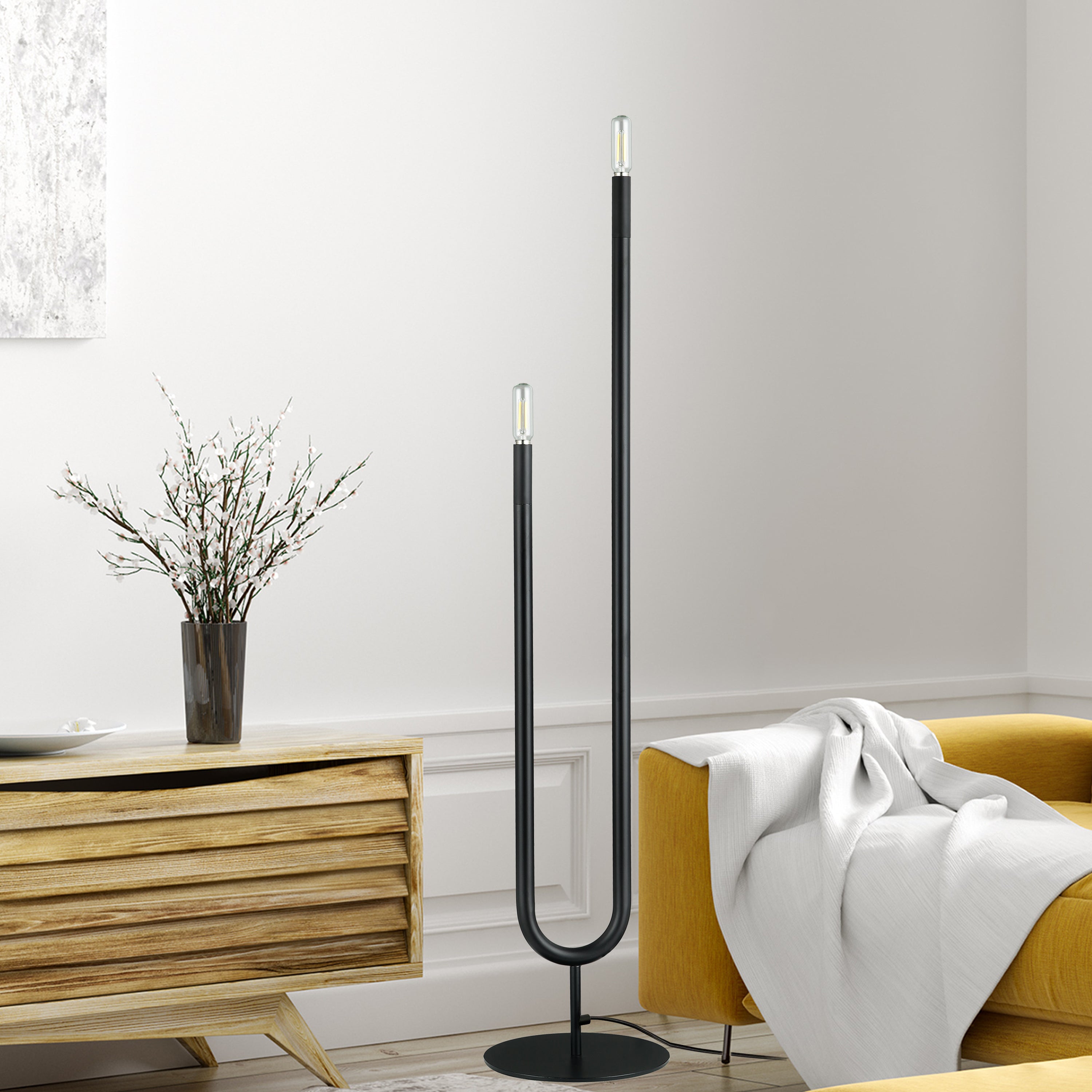 Dainolite Wand - WAN-602F-MB - 2 Light Floor Lamp, Matte Black - Matte Black