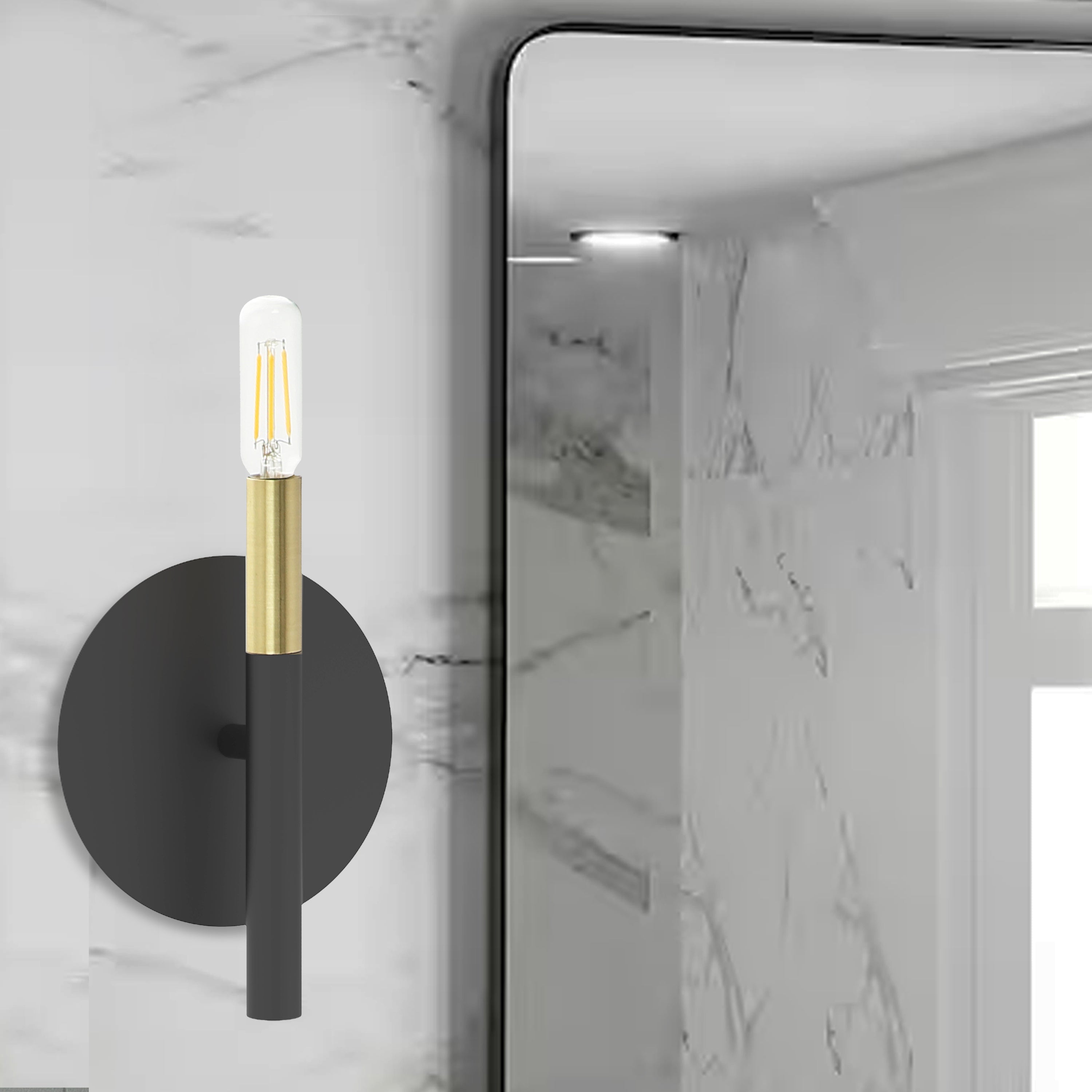 Dainolite Wand - WAN-91W-MB-AGB - 1 Light Wall, Sconce Matte Black and Aged Brass - Black