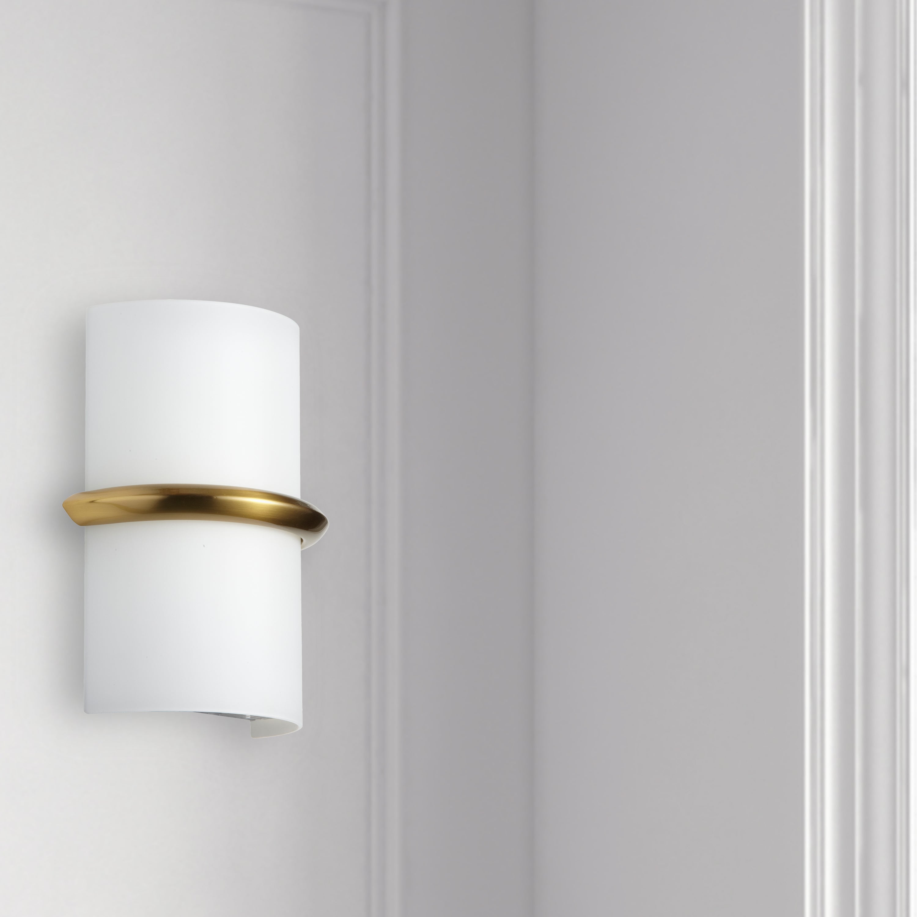 Dainolite Wallace - WLC-914LEDW-AGB - 14W Wall Sconce, Aged Brass w/ Opal Glass - White