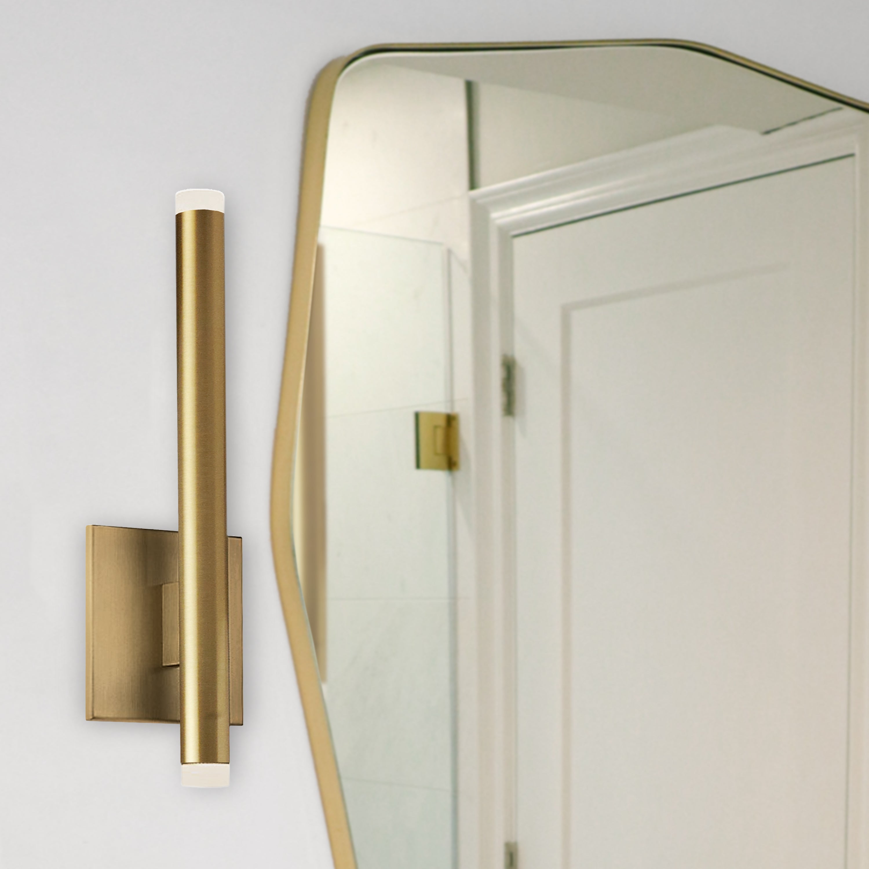 Dainolite Wilson - WLS-1410LEDW-AGB - 10W Wall Sconce, Aged Brass with White Acrylic Diffuser - Aged Brass