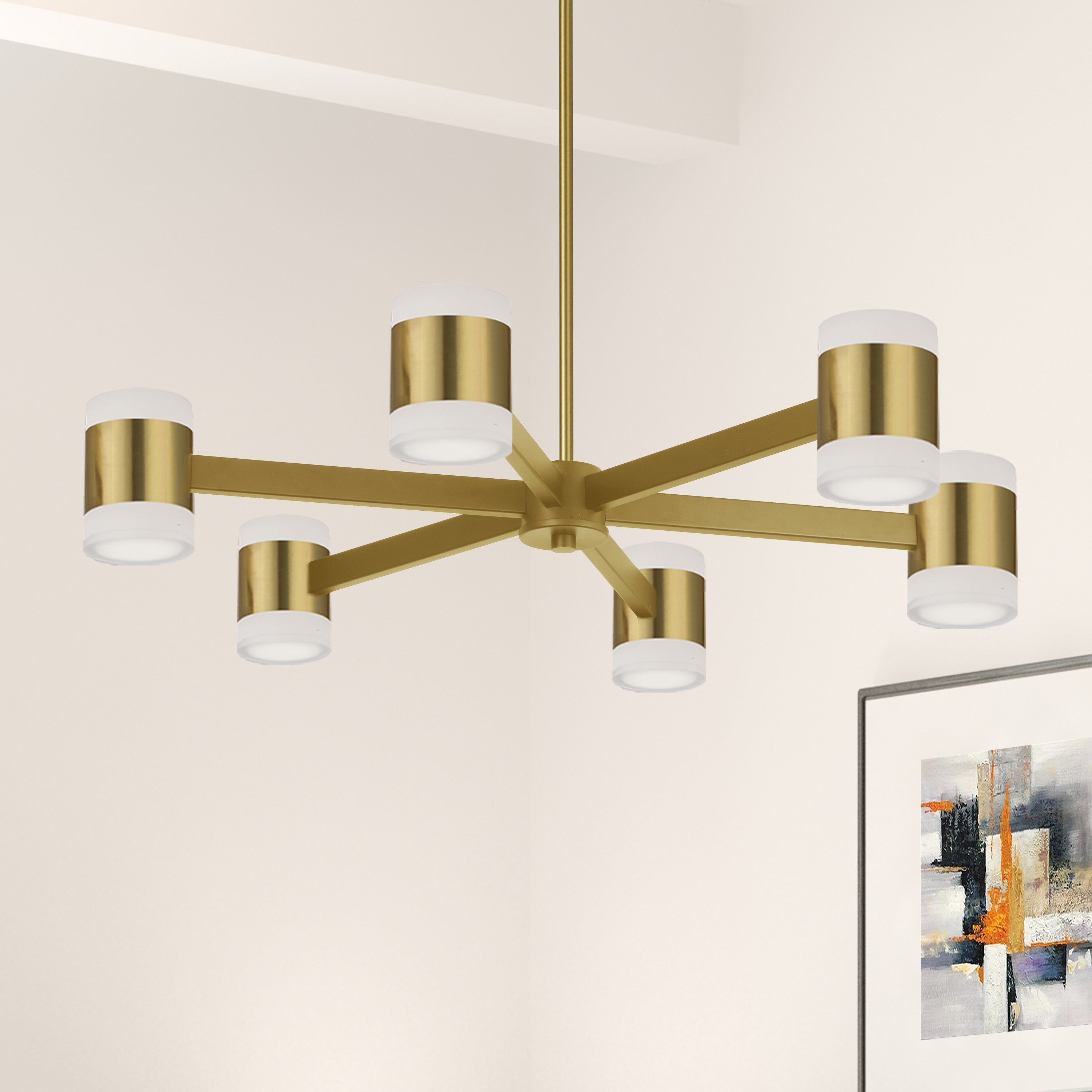 Dainolite Wilson - WLS-2884LEDC-AGB - 84W Chandelier Fixture, Aged Brass w/ Frosted Acrylic Diffuser - Aged Brass