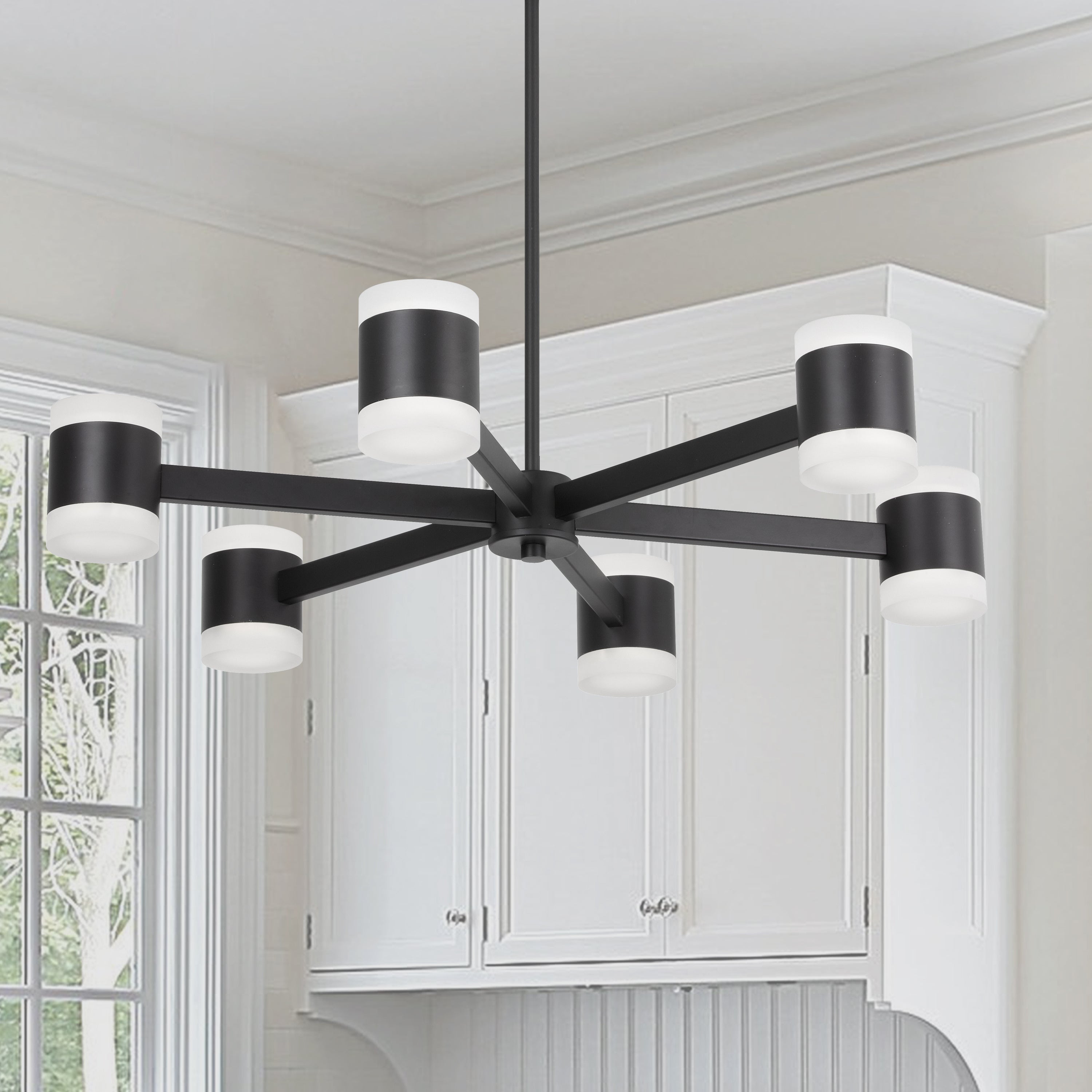 Dainolite Wilson - WLS-2884LEDC-MB - 84W Chandelier Fixture, Matte Black w/ Frosted Acrylic Diffuser - Matte Black