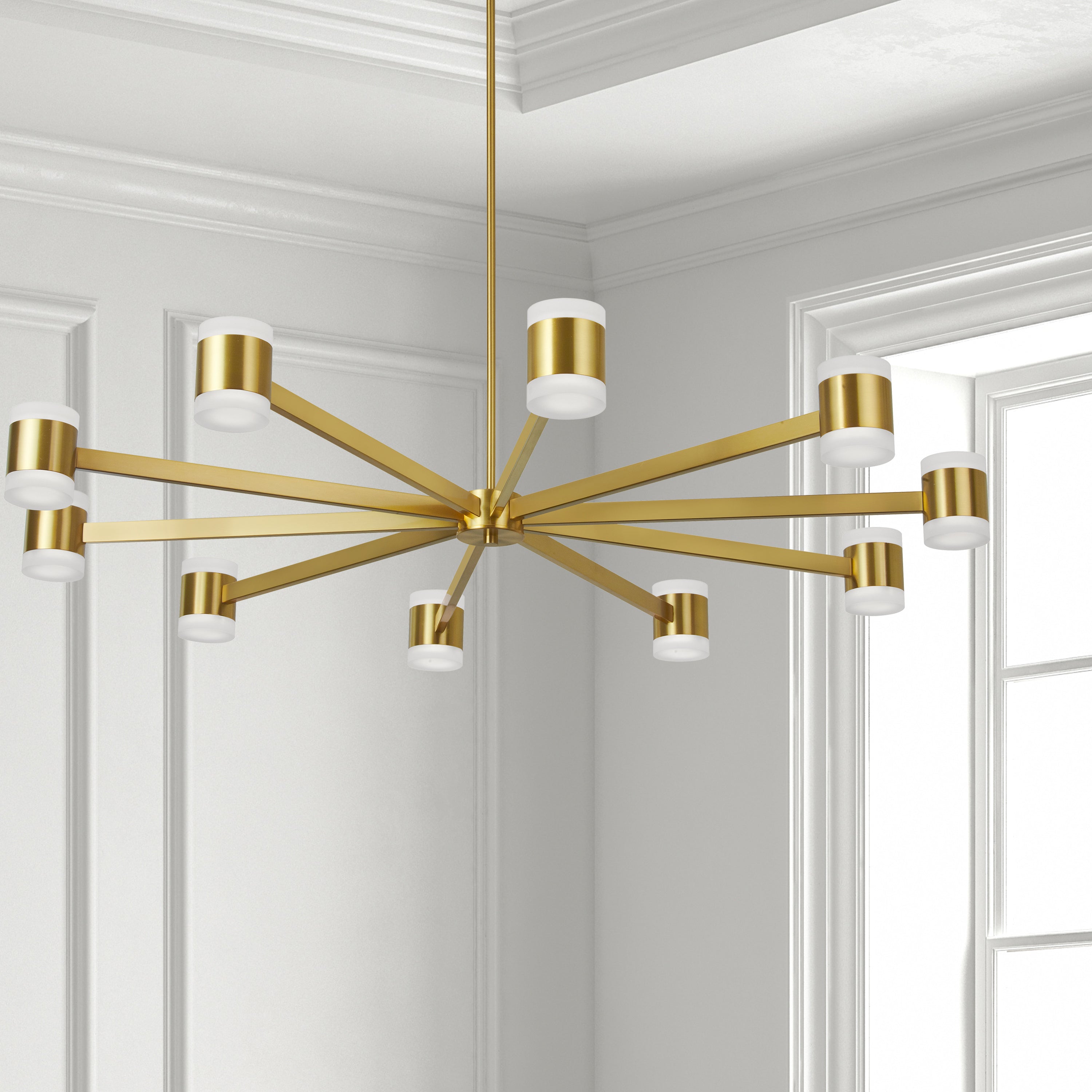 Dainolite Wilson - WLS-48140LEDC-AGB - 140W Chandelier Fixture, Aged Brass w/ Frosted Acrylic Diffuser - Aged Brass