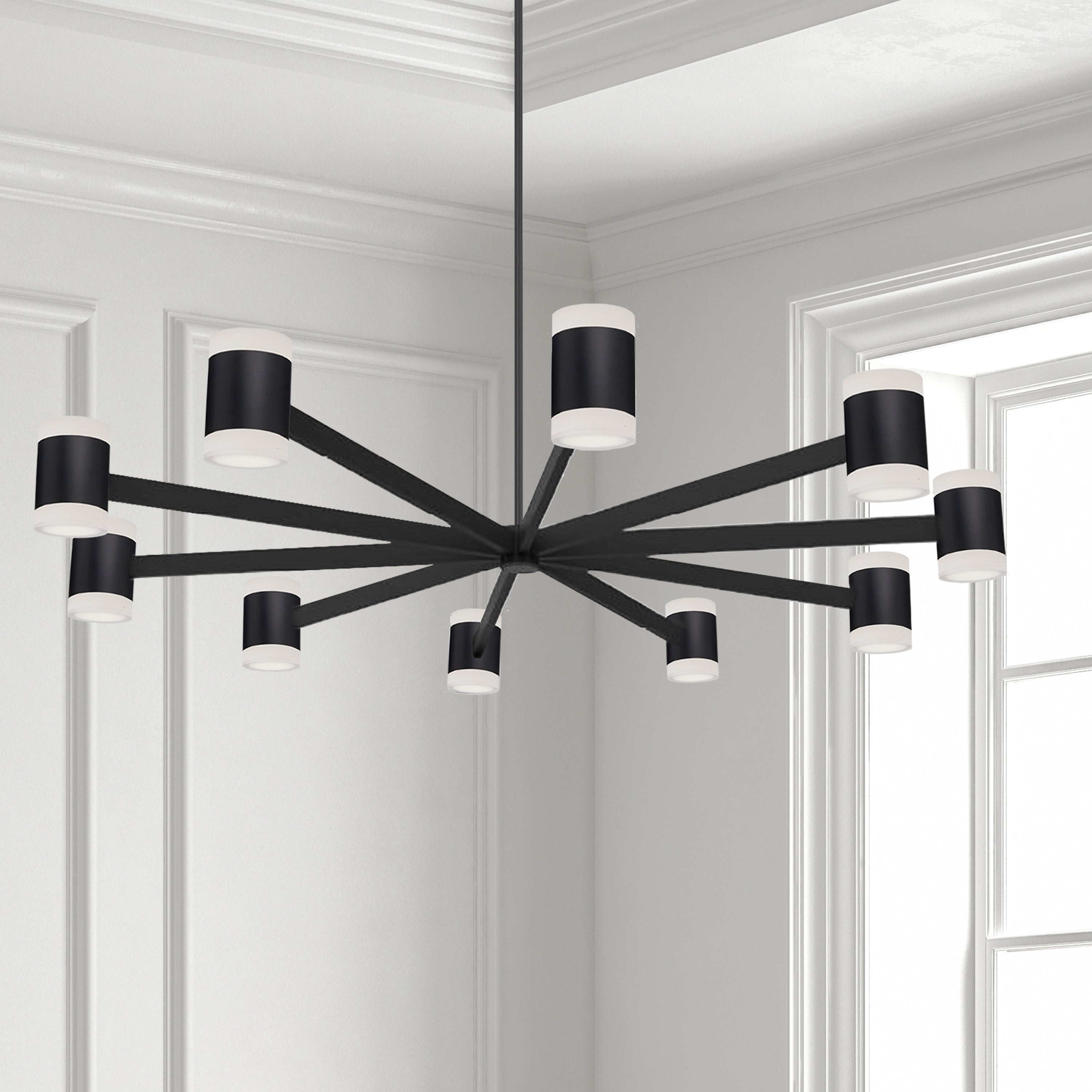 Dainolite Wilson - WLS-48140LEDC-MB - 84W Chandelier Fixture, Matte Black w/ Frosted Acrylic Diffuser - Matte Black