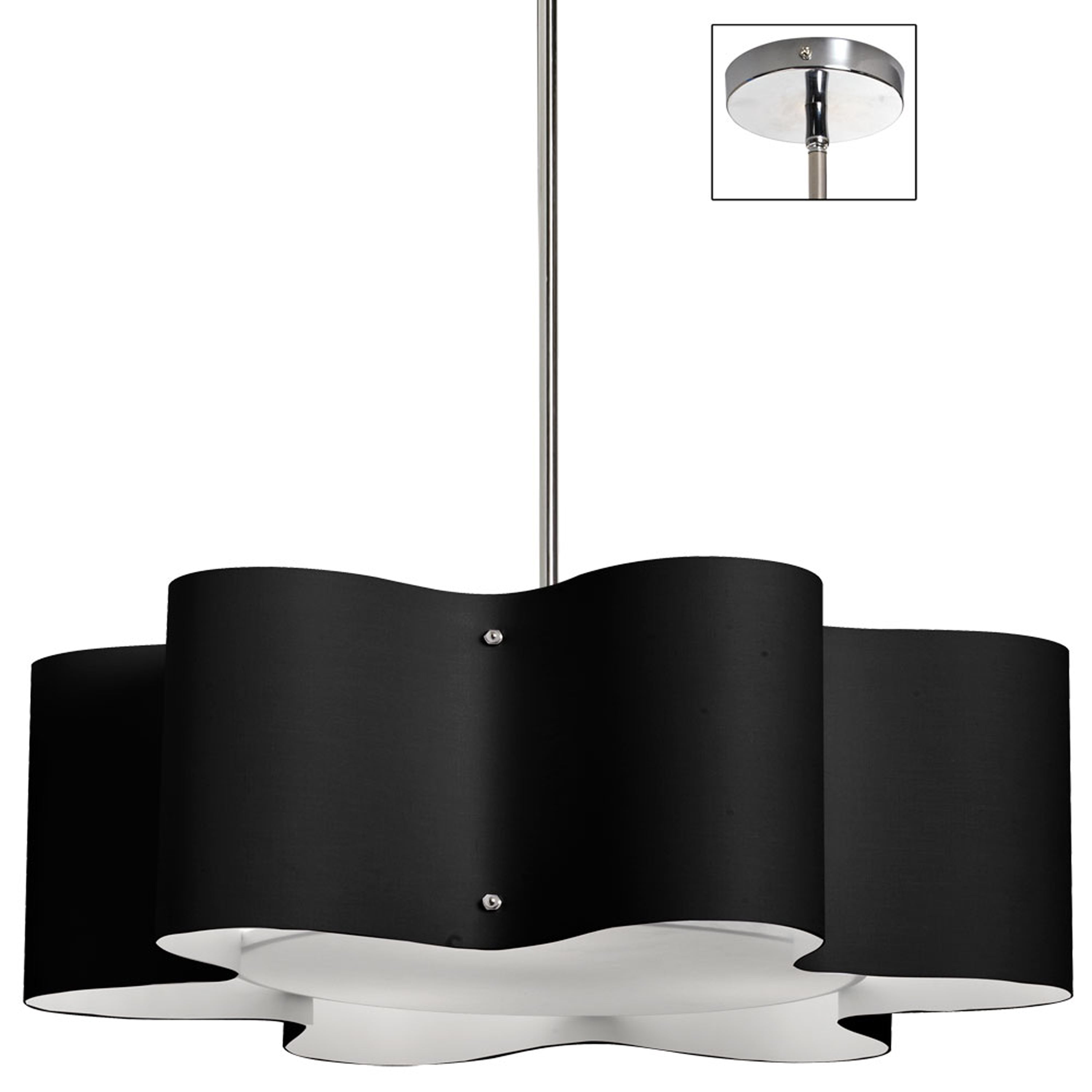 Dainolite Zulu - ZUL-243-PC-BK - 3 Light Zulu Pendant with Black Shade,Polished Chrome Finish - Black